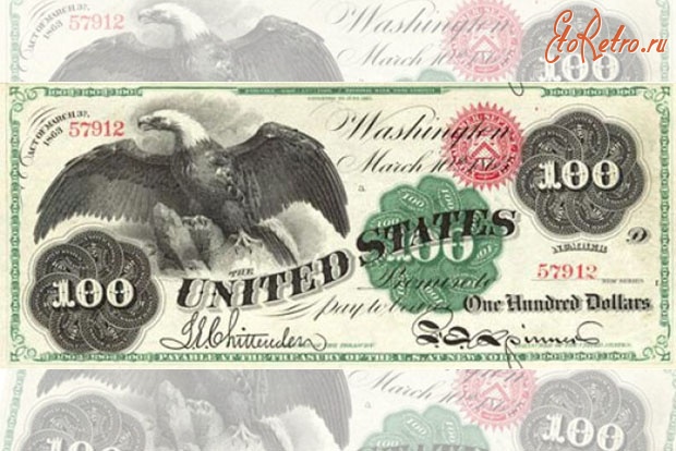 Старинные деньги (бумажные, монеты) - Эволюция «франклина»: как менялся дизайн $100 за историю США