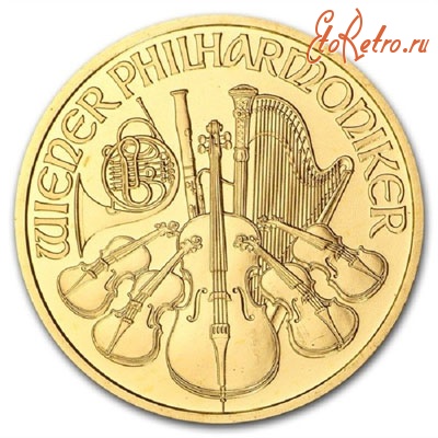 Старинные деньги (бумажные, монеты) - Австрия, золотая монета Филармония
