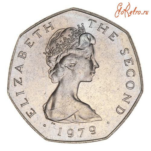 Старинные деньги (бумажные, монеты) - Монета 50 пенсов