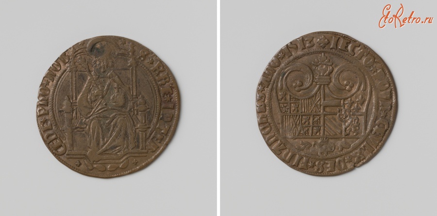Старинные деньги (бумажные, монеты) - Медный Пенни с портретом Карла Великого