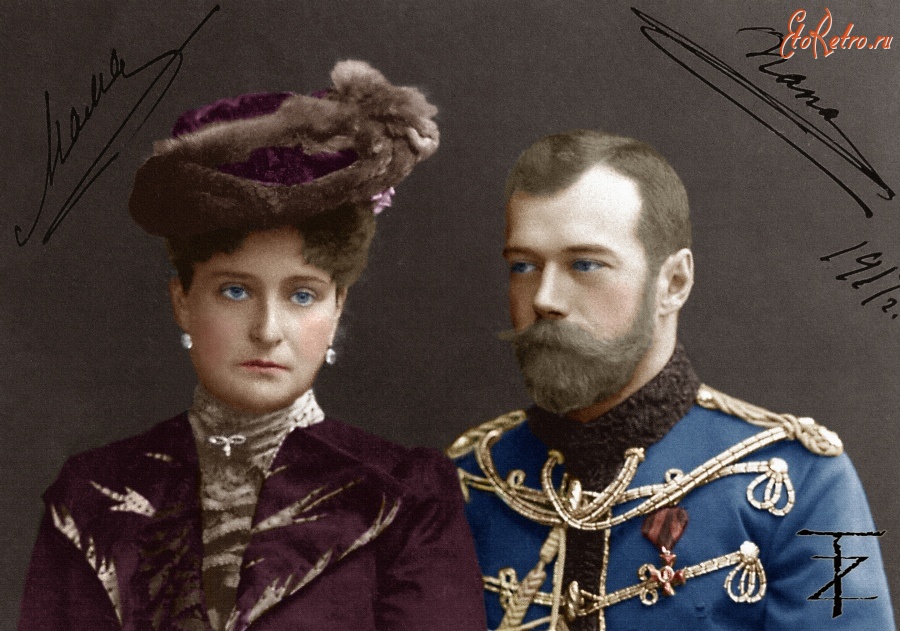 Ретро знаменитости - Император Николай II и императрица Александра Фёдоровна. 1917.