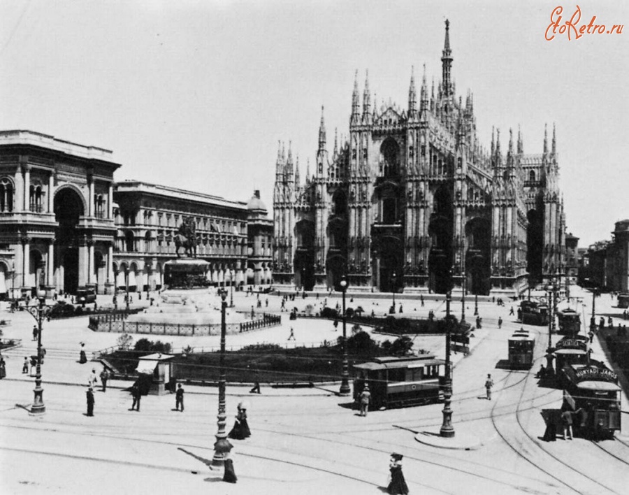 Милан - Соборная площадь в Милане, около 1890