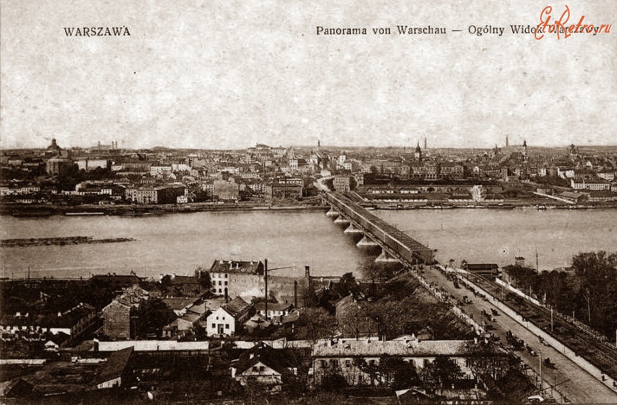 Варшава - Panorama from 1900/Most Kierbedzia (Most Aleksandryjski) Польша,  Мазовецкое воеводство,  Варшава