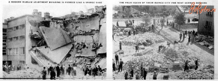 Варшава - Разрушения в Варшаве после немецких бомбардировок.