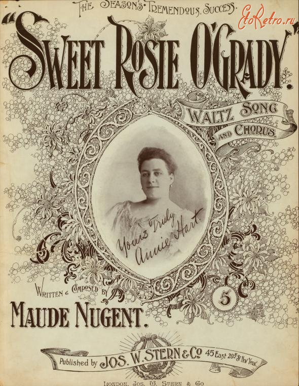 Пресса - Музыкальные издания. Ноты. Роз О'Грейди, 1896