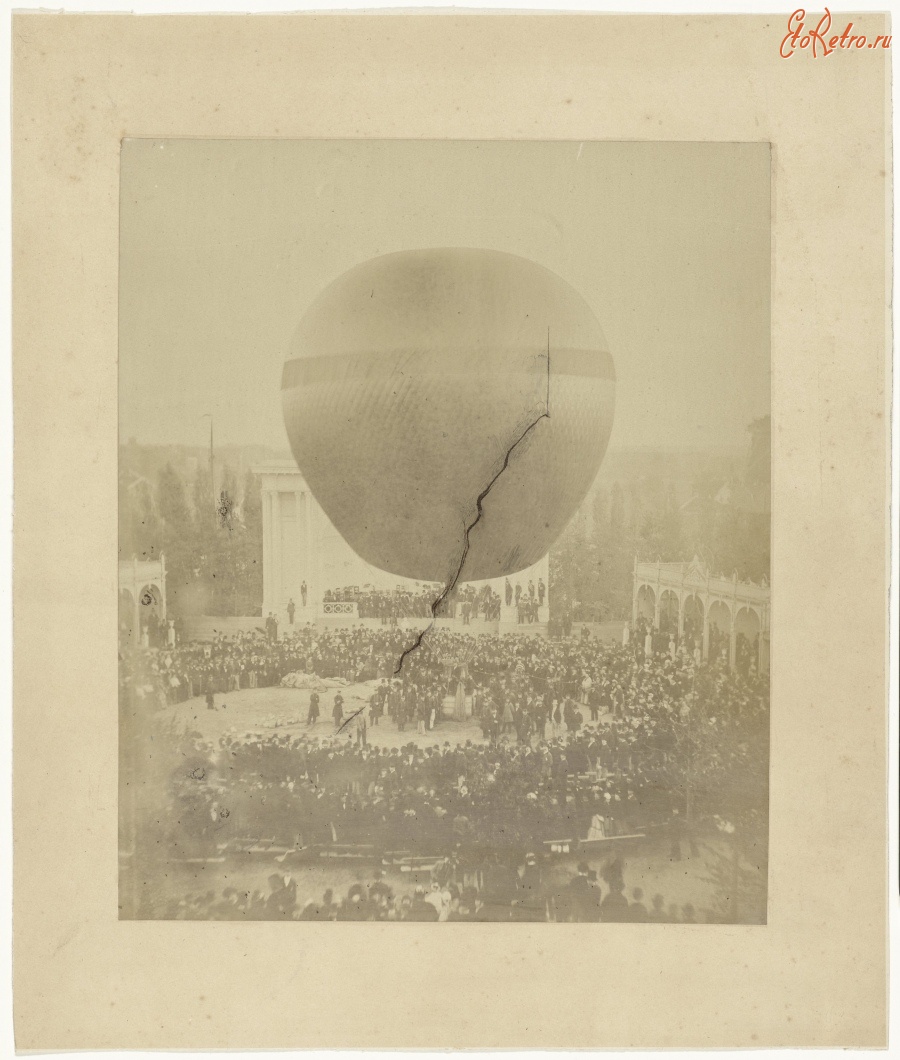 Авиация - Воздушный шар Эжена Годара в саду за дворцом Фольксвлийт в 1874
