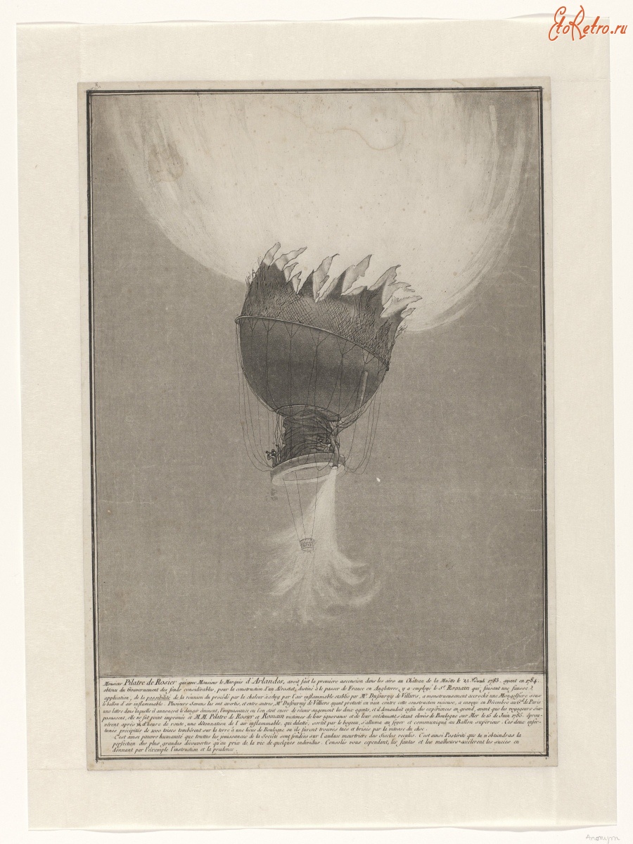 Авиация - Катастрофа на воздушном шаре Де Розье Пилатра и Пьера Ромена, 1785