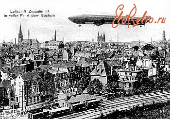 Бохум - Luftschiff  Zeppelin 3 ?ber der Bochumer Innenstadt 1907