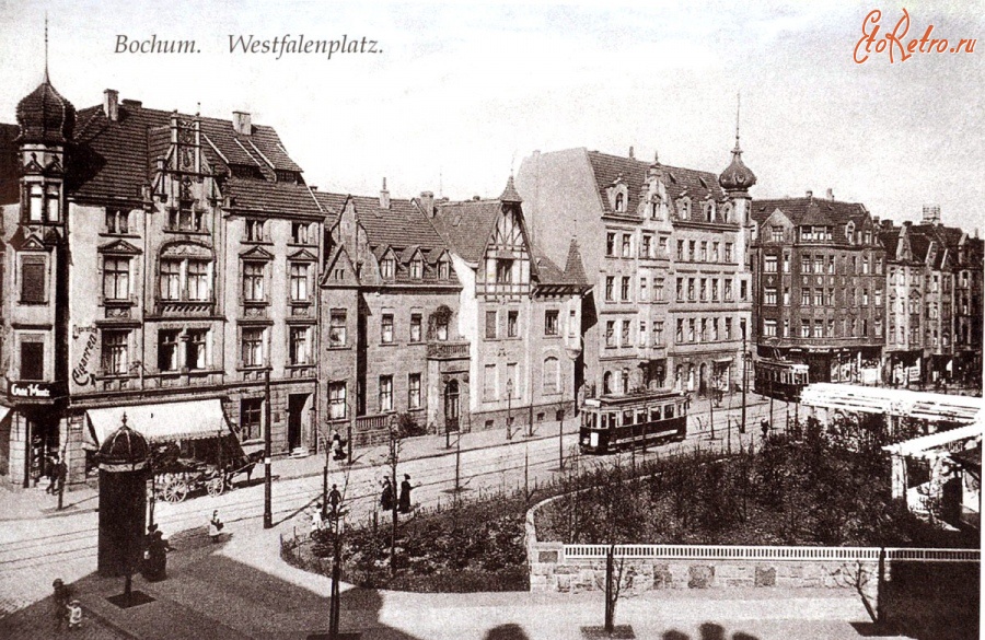 Бохум - Westfalenplatz-straba. Западная площадь 1914 г.