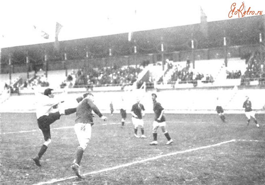 Стокгольм - Semi final of the football competition at the 1912 Summer Olympics (Finland in dark jerseys) Швеция , Лен Сокгольм , Стокгольм