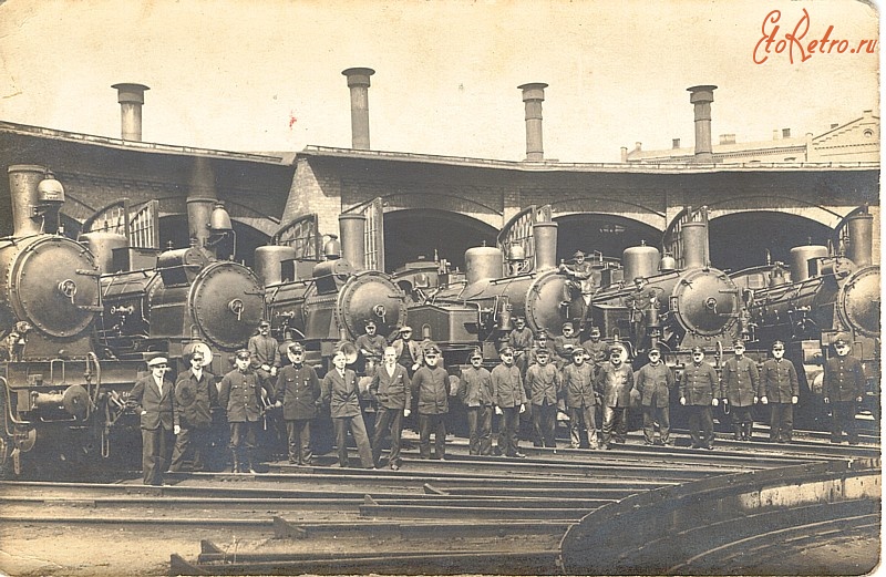 Железная дорога (поезда, паровозы, локомотивы, вагоны) - Паровозы в депо Гданьск