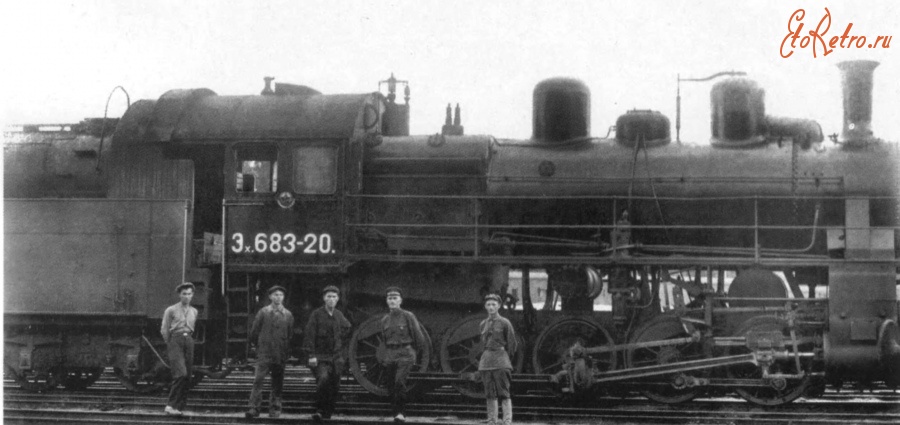 Железная дорога (поезда, паровозы, локомотивы, вагоны) - Только что полученный с завода паровоз на Северо-Кавказской железной дороге