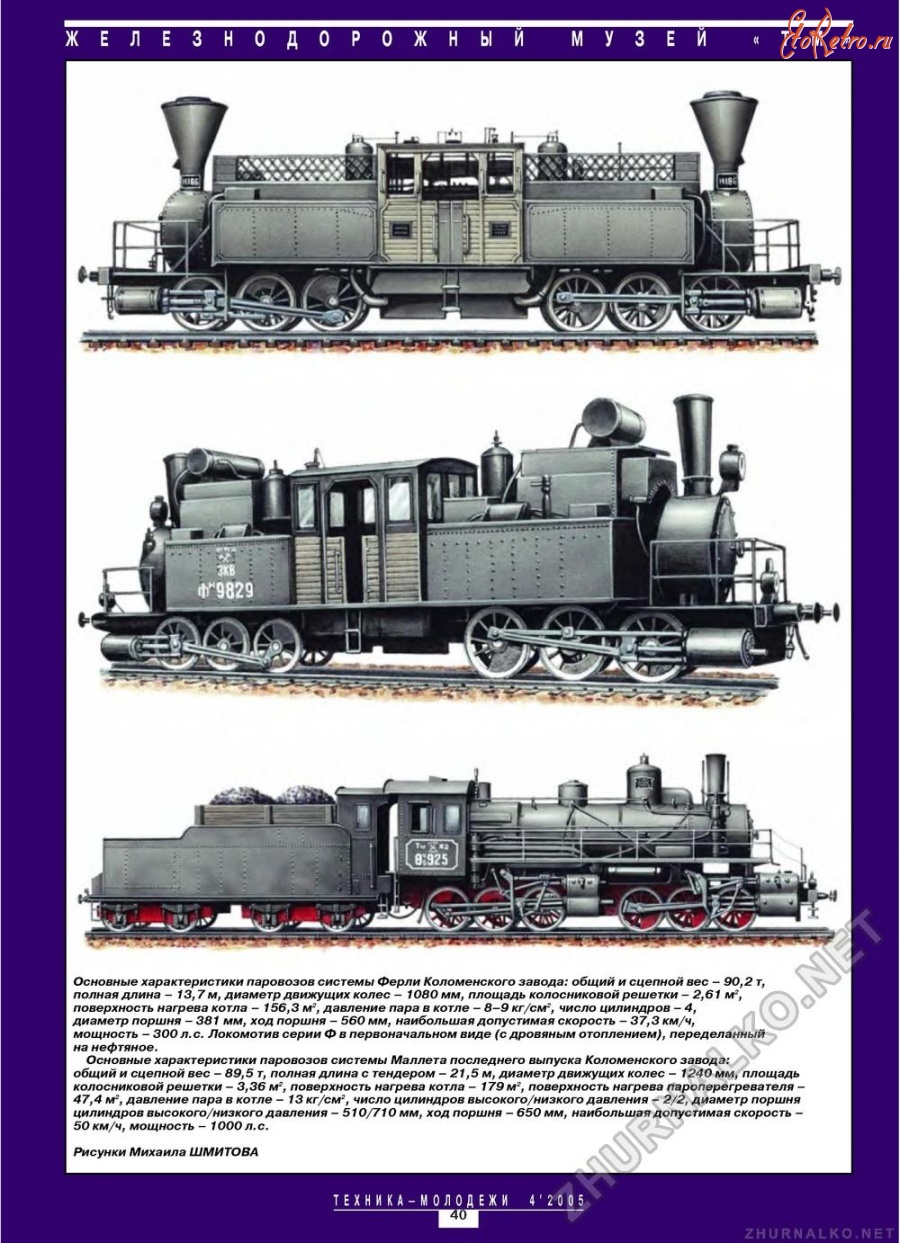 Железная дорога (поезда, паровозы, локомотивы, вагоны) - Паровозы системы Ферли и системы Маллета Коломенского завода.