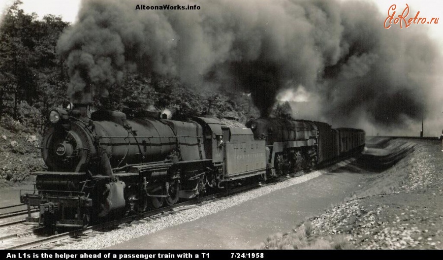 Железная дорога (поезда, паровозы, локомотивы, вагоны) - Двойная тяга.