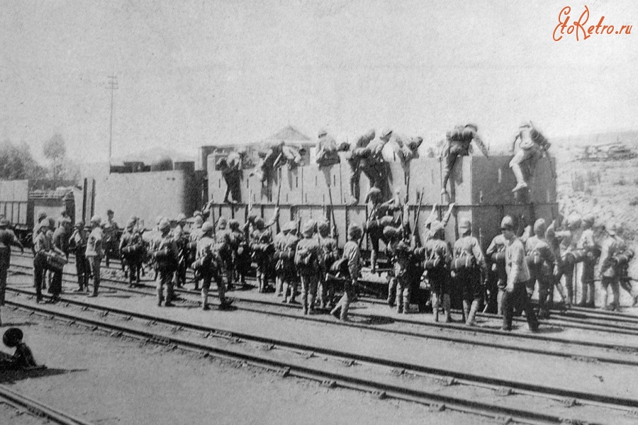 Железная дорога (поезда, паровозы, локомотивы, вагоны) - Британский бронепоезд времен Второй англо-бурской войны.