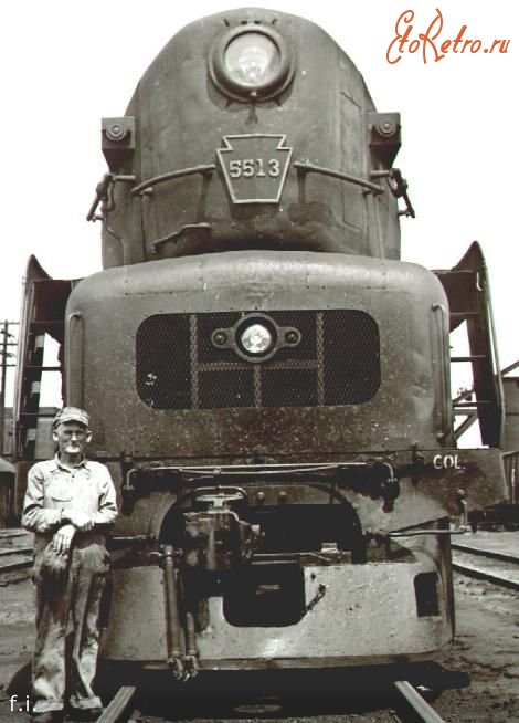 Железная дорога (поезда, паровозы, локомотивы, вагоны) - Пенсильвания RR T-1 Дуплекс, Восточный Сент-Луис, в конце 1940-х годов.