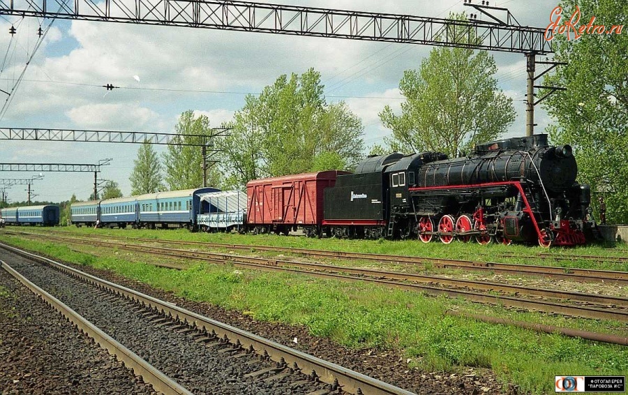 Железная дорога (поезда, паровозы, локомотивы, вагоны) - Паровоз Л-3297 с концертным поездом на ст.Кехра,Эстония