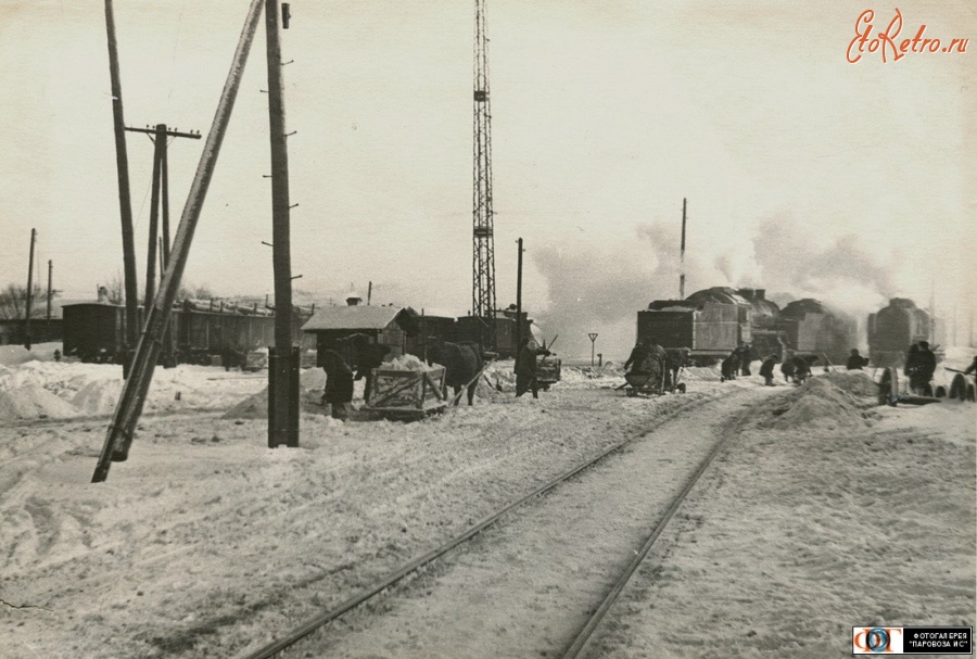 Железная дорога (поезда, паровозы, локомотивы, вагоны) - Очистка станционных путей от снега,ст.Кувандык,Оренбургская область