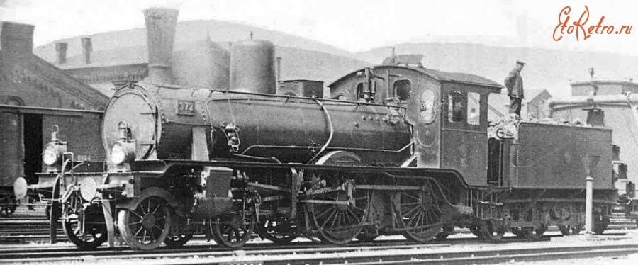 Железная дорога (поезда, паровозы, локомотивы, вагоны) - Прусский паровоз Р.4-1 KPEV №372 типа 2-2-0