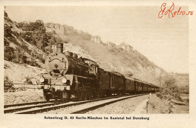 Железная дорога (поезда, паровозы, локомотивы, вагоны) - Скорый поезд Берлин-Мюнхен близ Дорнбурга
