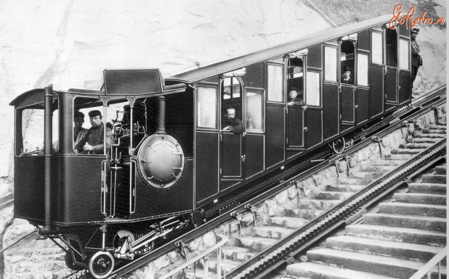Железная дорога (поезда, паровозы, локомотивы, вагоны) - Паровозо-вагон зубчатой железной дороги Пилатус