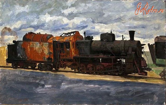 Железная дорога (поезда, паровозы, локомотивы, вагоны) - Картина