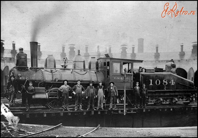 Железная дорога (поезда, паровозы, локомотивы, вагоны) - Паровоз №1084 на поворотном круге