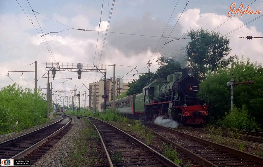 Железная дорога (поезда, паровозы, локомотивы, вагоны) - Паровоз Су213-58 с поездом на Экспериментальном кольце ВНИИЖТ