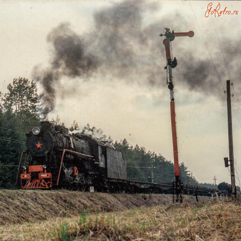 Железная дорога (поезда, паровозы, локомотивы, вагоны) - Паровоз серии Л у закрытого семафора