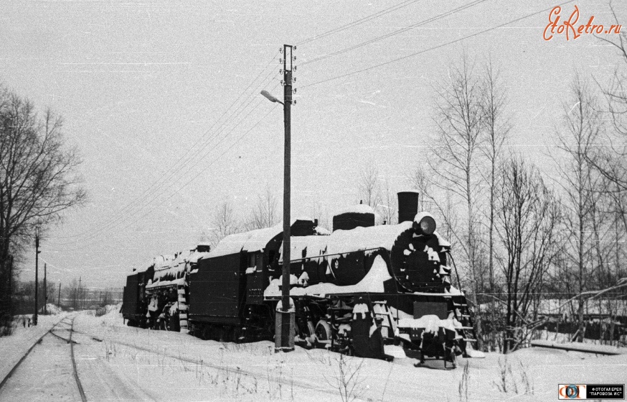 Железная дорога (поезда, паровозы, локомотивы, вагоны) - Паровозы Эр767-29 и Л-0338 в депо Калуга