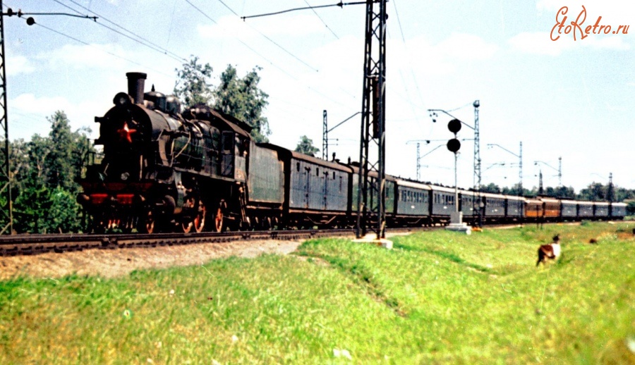 Железная дорога (поезда, паровозы, локомотивы, вагоны) - Курьерский поезд Москва-Брест у ст.Жаворонки