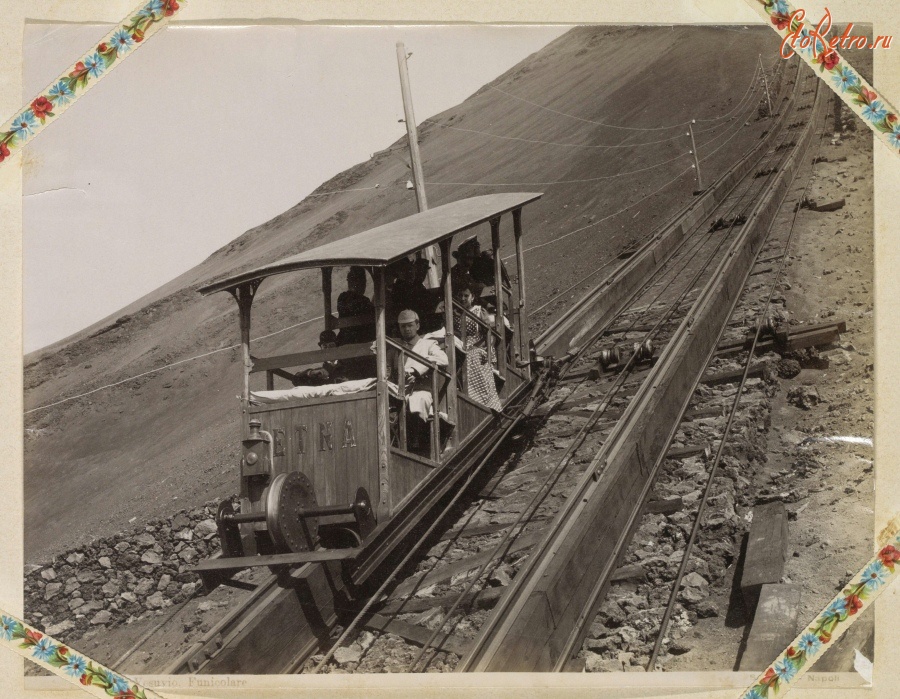 Железная дорога (поезда, паровозы, локомотивы, вагоны) - Вагон кабельной железной дороги на склонах Везувия