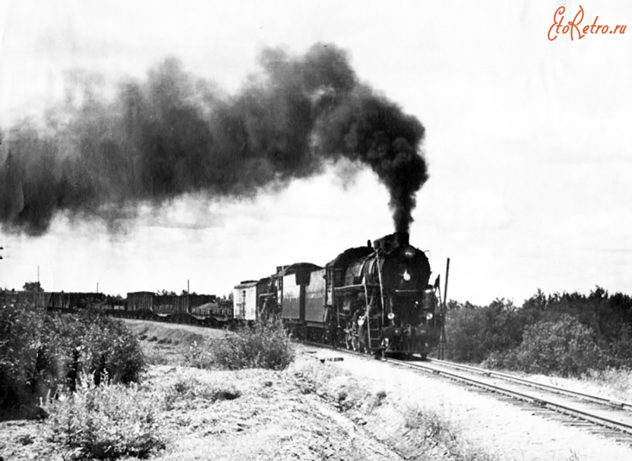 Железная дорога (поезда, паровозы, локомотивы, вагоны) - Паровозы серии Л с поездом
