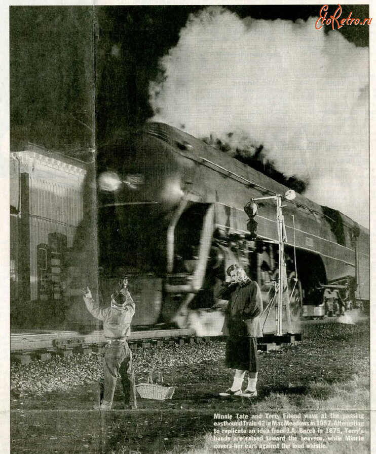 Железная дорога (поезда, паровозы, локомотивы, вагоны) - Минни Тейт и Терри Френд встречают 42 поезд в Макс Медоуз