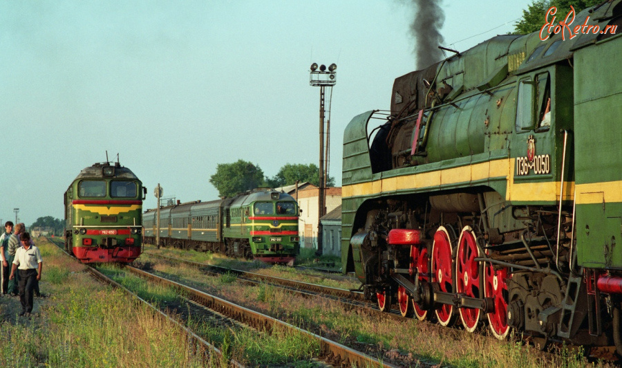 Железная дорога (поезда, паровозы, локомотивы, вагоны) - Паровоз П36-0050 на ст.Олевск