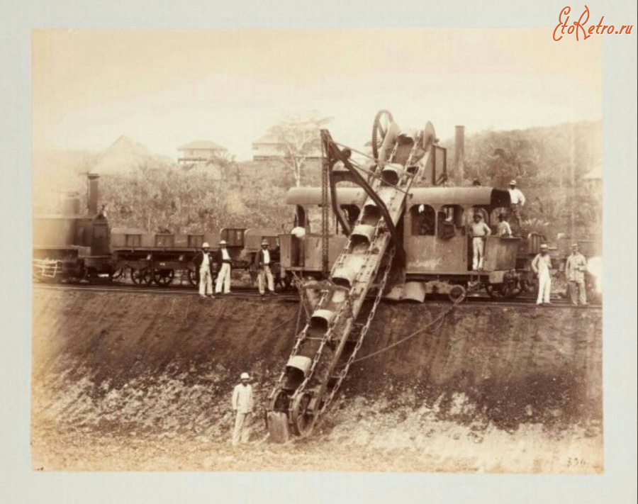 Железная дорога (поезда, паровозы, локомотивы, вагоны) - Железная дорога Панамского канала. Земснаряд