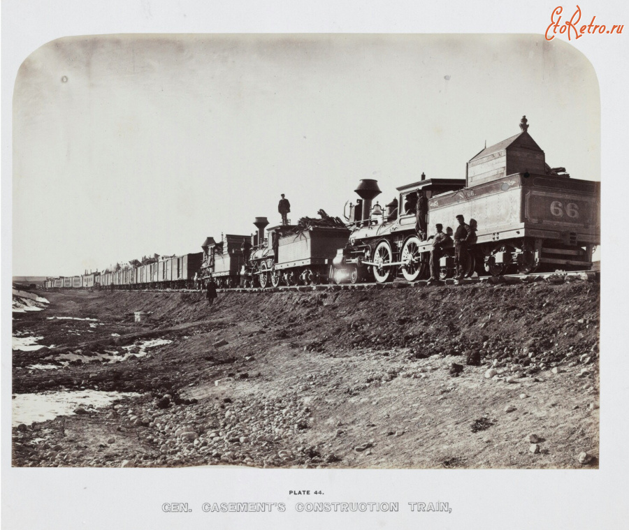 Железная дорога (поезда, паровозы, локомотивы, вагоны) - Юнион Пацифик. Строительный поезд
