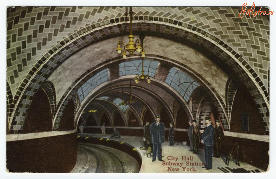 Железная дорога (поезда, паровозы, локомотивы, вагоны) - Станция метро Сити Холл, Нью-Йорк