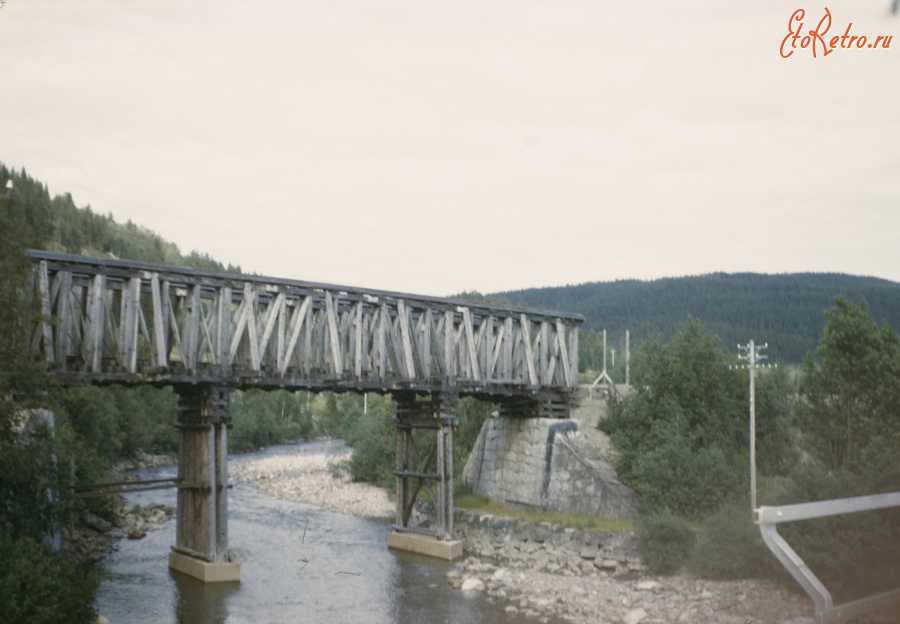 Железная дорога (поезда, паровозы, локомотивы, вагоны) - Железнодорожный мост на реке Галаэльвен в Норвегии