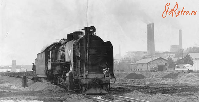 Железная дорога (поезда, паровозы, локомотивы, вагоны) - Паровоз серии СО у цементного завода 