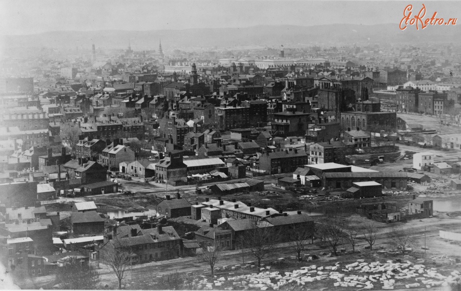 Вашингтон - “Early photographic view of Washington, D.C. from the Capitol, looking northwest. США , Вашингтон (округ Колумбия)