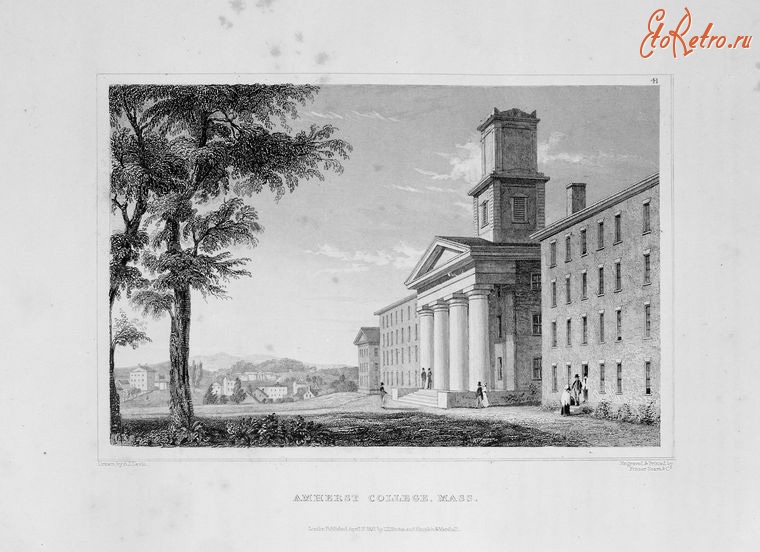 Штат Массачусетс - Амхерст. Вид колледжа, 1831