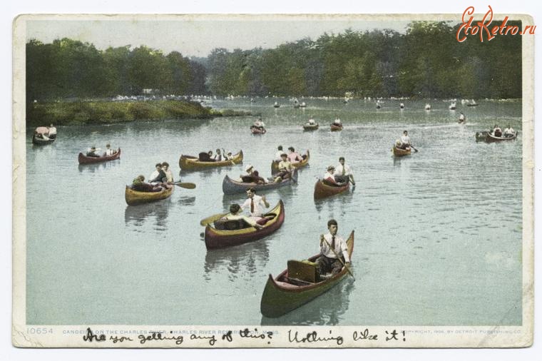 Бостон - Бостон. Каноэ на реке Чарльз, 1906