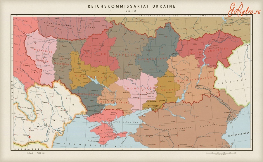 Карты стран, городов - Карта рейхскомиссариата Украина