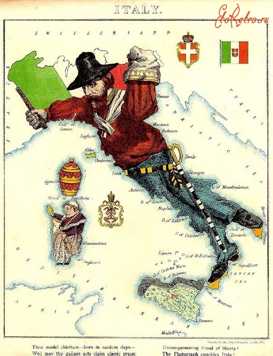 Карты стран, городов - Карты игральные учебные.  Италия.
