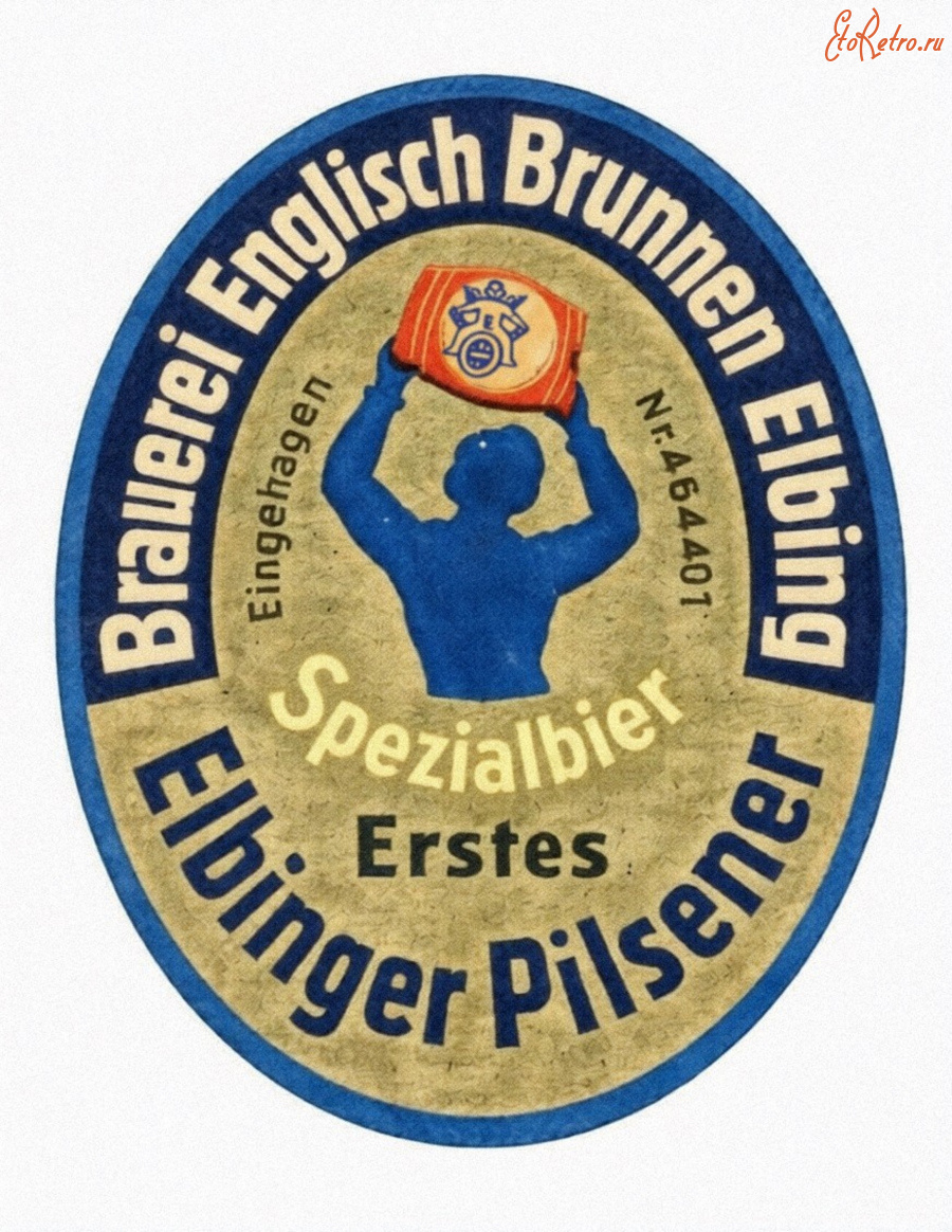 Этикетки, обертки, фантики, вкладыши - Bier-Etikett  «Brauerei Englisch Brunnen Elbing» .