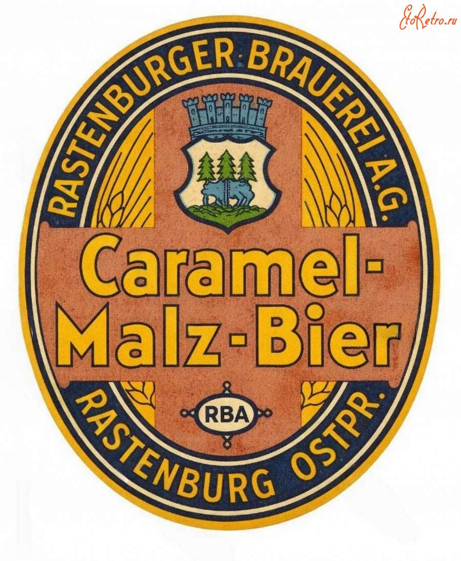 Этикетки, обертки, фантики, вкладыши - Bier-Etikett  «Rastenburger Brauerei A.G.»