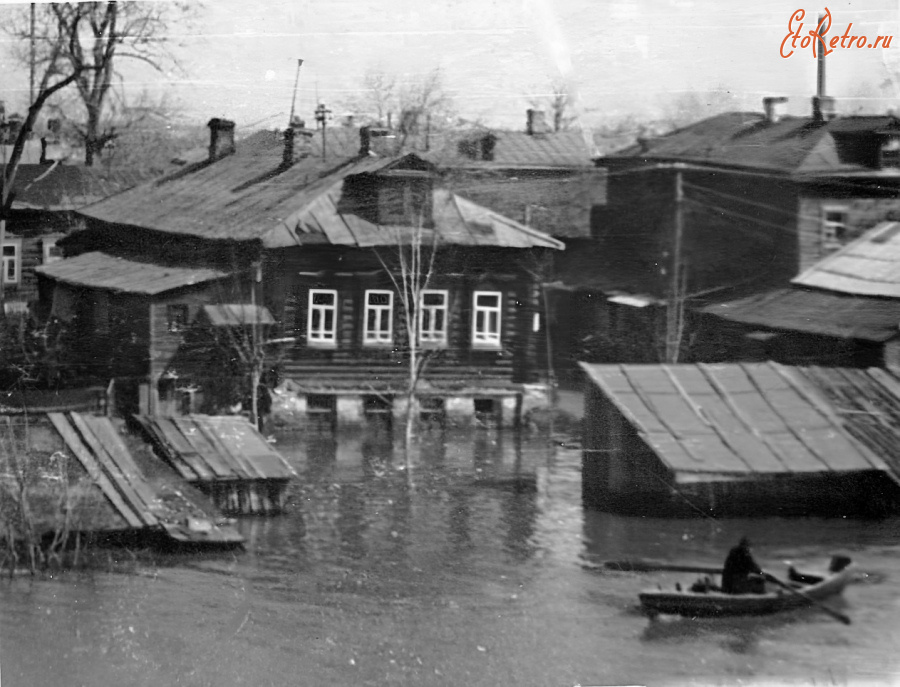 Рязань - Улица Затинная во время рекордного паводка 1970 года.