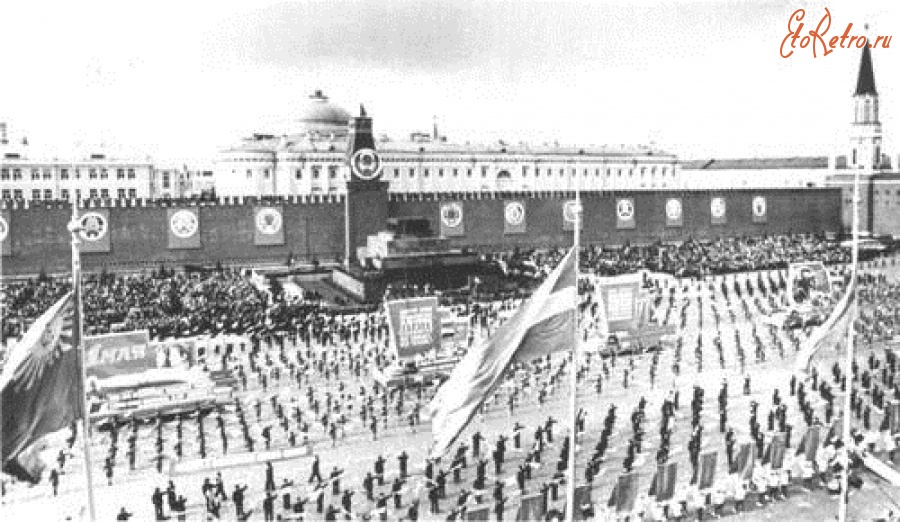Спорт - Парад физкультурников на Красной площади в Москве. 1976.