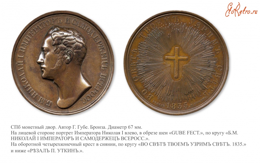 Медали, ордена, значки - Настольная медаль «На заложение в Киеве университета Св. Князя Владимира» (1835 год)